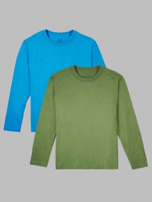 Boys' Fruit Of The Loom Supersoft Long Sleeve, 2 Color Pack T Shirts Rainforest Assorted | XDY208764