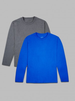 Boys' Fruit Of The Loom Supersoft Long Sleeve, 2 Color Pack T Shirts Royal Assorted | JIE251670