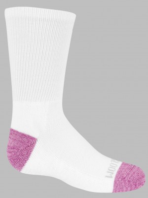 Girls' Fruit Of The Loom Sport Crew, 10 Pack Socks White Assorted | HYP578413