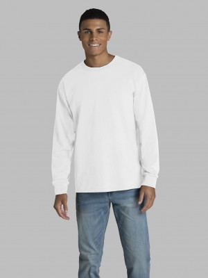 Men's Fruit Of The Loom 2 Pack Long Sleeve T Shirts White Ice | HMT561980