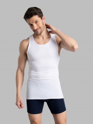 Men's Fruit Of The Loom A-Shirt, Extended Sizes 6 Pack Tank Top White | TSA496180