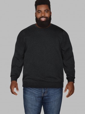 Men's Fruit Of The Loom Big Eversoft® Fleece Crew Sweatshirt Black | SXP216708