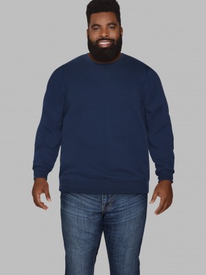 Men's Fruit Of The Loom Big Eversoft® Fleece Crew Sweatshirt Blue Cove | QZV054128