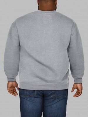 Men's Fruit Of The Loom Big Eversoft® Fleece Crew Sweatshirt Grey | HBG570298