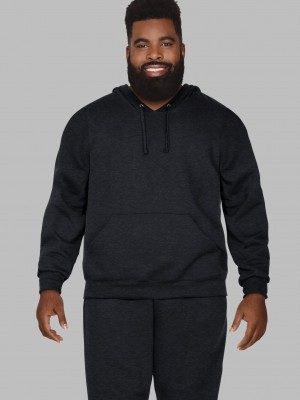 Men's Fruit Of The Loom Big Eversoft® Fleece Pullover Hoodie Black | CFS804729