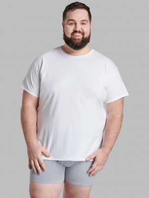 Men's Fruit Of The Loom Big Short Sleeve Crew, 6 Pack T Shirts White | DGI270938