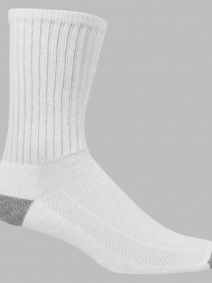 Men's Fruit Of The Loom Breathable Crew, 6 Pack Socks White | PJX532746