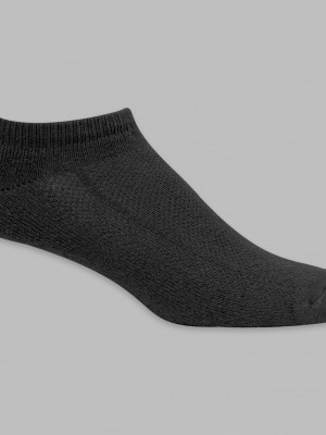 Men's Fruit Of The Loom Breathable No Show, 6 Pack Socks Black | YHR395612