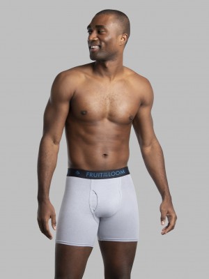 Men's Fruit Of The Loom Breathable cotton Micro-Mesh, 3 Pack Boxer Briefs Black/Gray | RFA126735