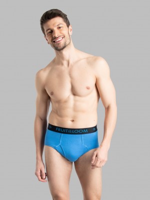 Men's Fruit Of The Loom Breathable cotton Micro-Mesh, 4 Pack Briefs Black/Grey/Blue | QHO842573