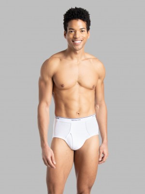 Men's Fruit Of The Loom Cotton, 6 Pack Briefs White | RBF628153