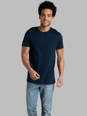 Men's Fruit Of The Loom Crafted Comfort Artisan Tee™ Crew Hoodie Navy Nights | PEX285493