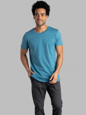 Men's Fruit Of The Loom Crafted Comfort Artisan Tee™ Crew Hoodie Neptune Blue | MRZ376149