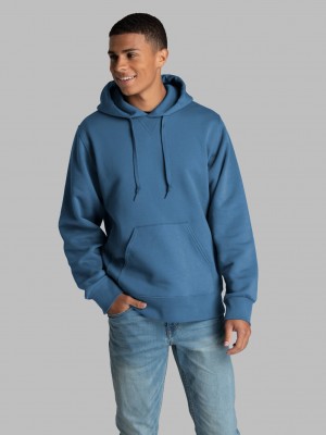 Men's Fruit Of The Loom Crafted Comfort Favorite Fleece Hoodie Denim | IUB340987