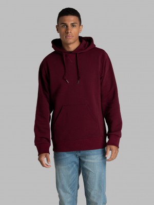 Men's Fruit Of The Loom Crafted Comfort Favorite Fleece Hoodie Maroon | RPV526917