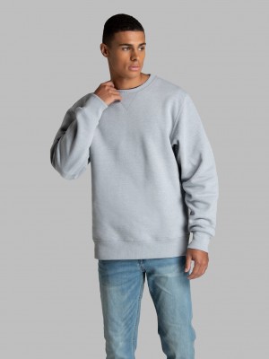 Men's Fruit Of The Loom Crafted Comfort Favorite Fleece Crew Sweatshirt Mineral Grey | XRF956410