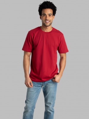 Men's Fruit Of The Loom Crafted Comfort Legendary Tee™ Crew T Shirts Crimson | CLZ102435