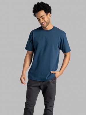 Men's Fruit Of The Loom Crafted Comfort Legendary Tee™ Crew T Shirts Smoke Blue | NYC746590