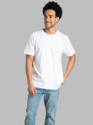 Men's Fruit Of The Loom Crafted Comfort Legendary Tee™ Crew T Shirts White Ice | ANK914253