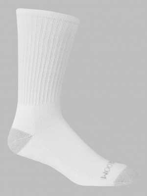 Men's Fruit Of The Loom Dual Defense® Crew, 12 Pack Socks White | CFE231856