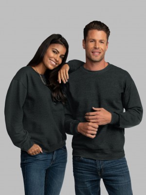 Men's Fruit Of The Loom EverSoft® Fleece Crew Sweatshirt Black | GEP293710