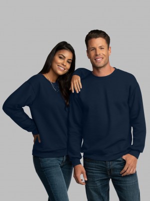 Men's Fruit Of The Loom EverSoft® Fleece Crew Sweatshirt Navy | XLO271045