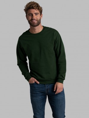 Men's Fruit Of The Loom EverSoft® Fleece Crew Sweatshirt Duffle Bag Green | FLM251839