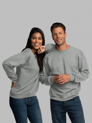 Men's Fruit Of The Loom EverSoft® Fleece Crew Sweatshirt Grey | XBM150784