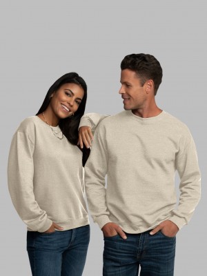 Men's Fruit Of The Loom EverSoft® Fleece Crew Sweatshirt Khaki | VPG962418