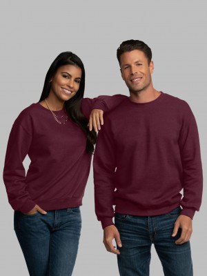 Men's Fruit Of The Loom EverSoft® Fleece Crew Sweatshirt Maroon | FQN741892