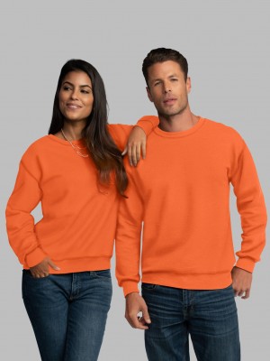 Men's Fruit Of The Loom EverSoft® Fleece Crew Sweatshirt Safety Orange | AHB197803