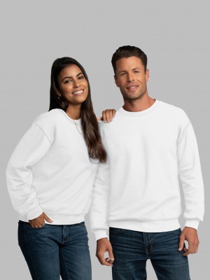 Men's Fruit Of The Loom EverSoft® Fleece Crew Sweatshirt White | NIY352810