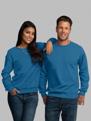 Men's Fruit Of The Loom EverSoft® Fleece Crew Sweatshirt Blue | TMD846037