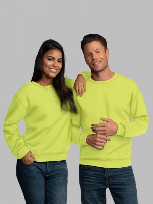 Men's Fruit Of The Loom EverSoft® Fleece Crew, Extended Sizes Sweatshirt Safety Green | YGM931608