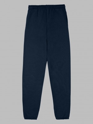 Men's Fruit Of The Loom EverSoft® Fleece Elastic Bottom Sweatpants Navy | SQZ143679