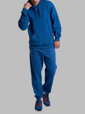 Men's Fruit Of The Loom EverSoft® Fleece Elastic Bottom, Extended Sizes Sweatpants Mel Blue | YOL536921