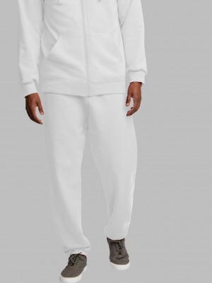 Men's Fruit Of The Loom EverSoft® Fleece Elastic Bottom, Extended Sizes Sweatpants White | SQE861032