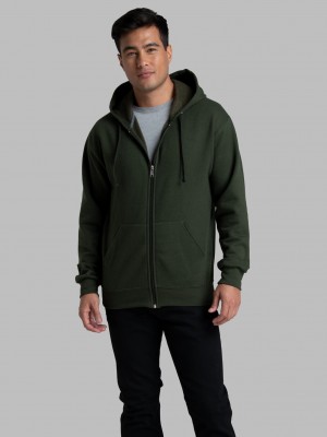 Men's Fruit Of The Loom EverSoft® Fleece Full Zip Hoodie Duffle Bag Green | QTY653718