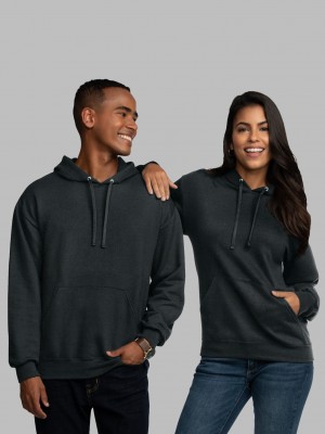 Men's Fruit Of The Loom EverSoft® Fleece Pullover Hoodie Black | MLV235917