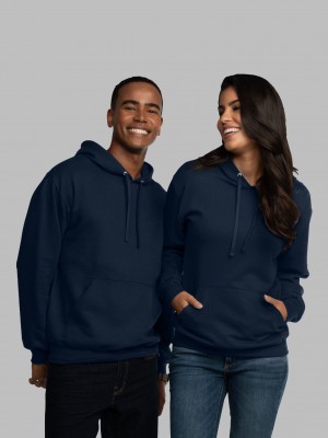 Men's Fruit Of The Loom EverSoft® Fleece Pullover Hoodie Blue Cove | HVK841072