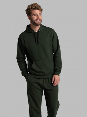 Men's Fruit Of The Loom EverSoft® Fleece Pullover Hoodie Duffle Bag Green | HBD247396