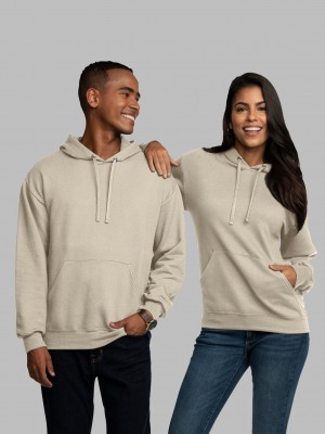 Men's Fruit Of The Loom EverSoft® Fleece Pullover Hoodie Khaki | EHD167054