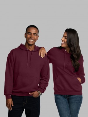 Men's Fruit Of The Loom EverSoft® Fleece Pullover Hoodie Maroon | UTC902741