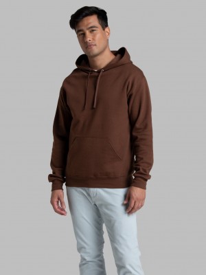 Men's Fruit Of The Loom EverSoft® Fleece Pullover Hoodie Warm Mocha | ZSO351604