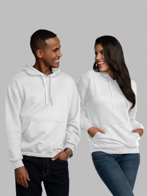 Men's Fruit Of The Loom EverSoft® Fleece Pullover Hoodie White | LKV246081