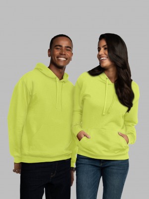 Men's Fruit Of The Loom EverSoft® Fleece Pullover, Extended Sizes Sweatshirt Safety Green | XJC928513