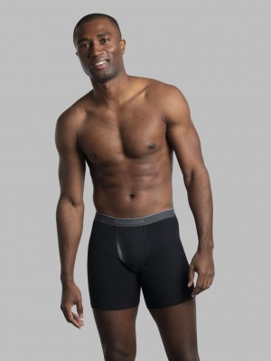 Men's Fruit Of The Loom Eversoft® CoolZone® Fly, 7 Pack Boxer Briefs Black | UXF653924