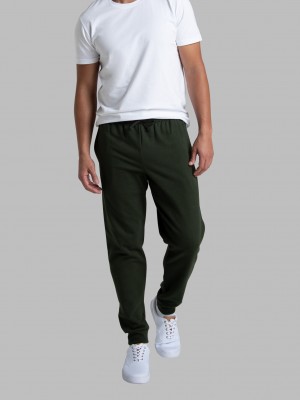 Men's Fruit Of The Loom Eversoft® Fleece Jogger Sweatpants Duffle Bag Green | HJN143678