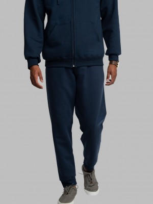 Men's Fruit Of The Loom Eversoft® Fleece Jogger Sweatpants Navy | YIW759328