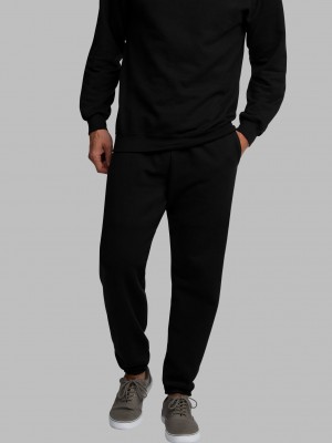 Men's Fruit Of The Loom Eversoft® Fleece Jogger Sweatpants Black | PGS213548